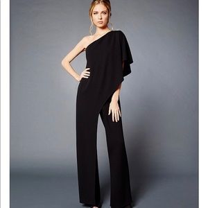 Adrianna Papell Crepe One Shoulder Jumpsuit